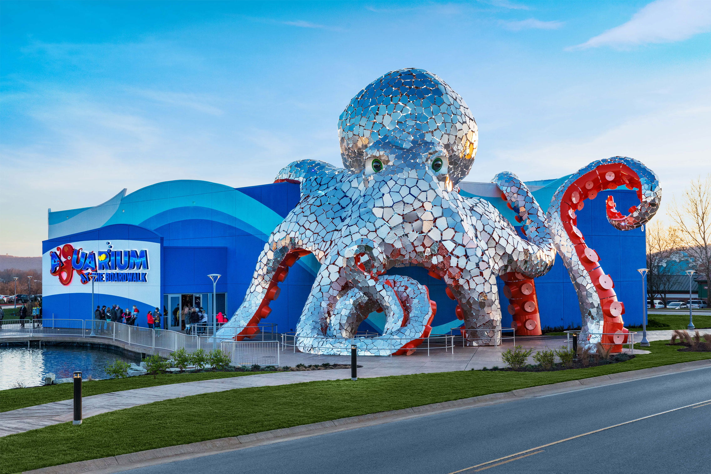 metal sculpture on building